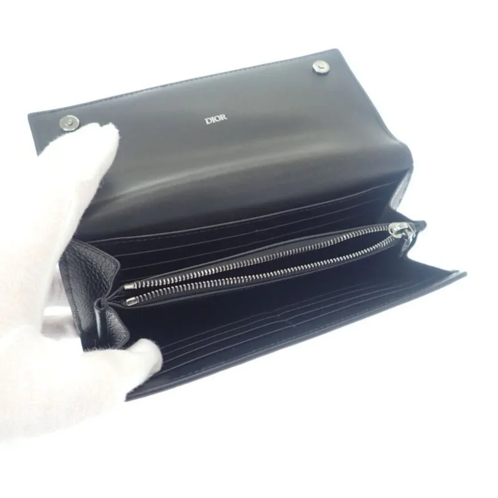 Dior Long Flap Wallet 2 Cdi h00 N Long Wallet Calf Black Silver Hardware